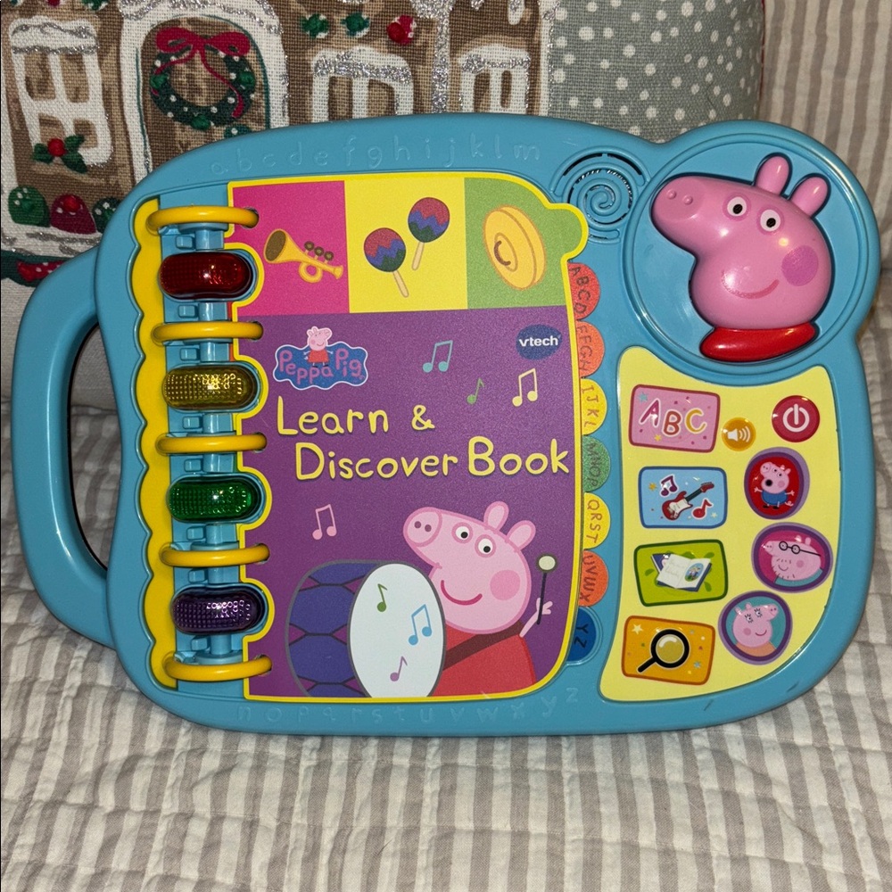 VTech Peppa Pig Learn and Discover Book Electronic Toy Music Sounds Blue Works!